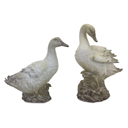 Melrose International Melrose International 82448DS 9.5 & 10.5 in. Resin Duck; Gray & White - Set of 2 82448